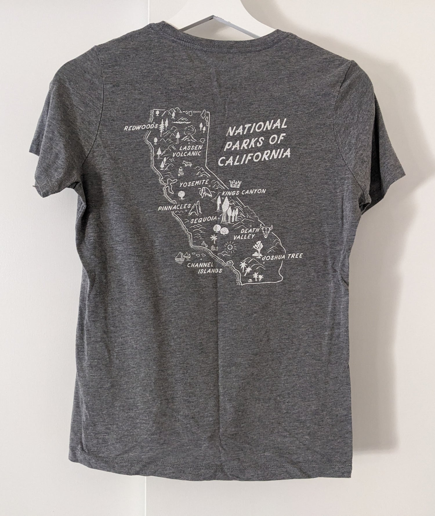 Gray Parks Project shirt with National Parks of California graphic