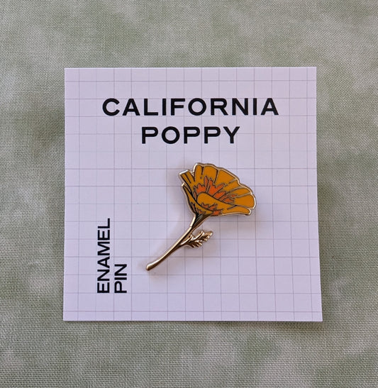 California Poppy hard enamel pin