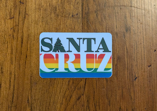 Santa Cruz County flag design sticker with wooden background