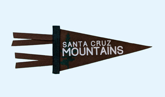 Santa Cruz Mountains Pennant on dark brown felt