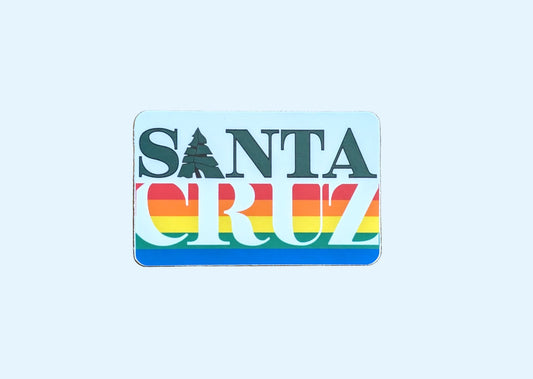 Santa Cruz County flag design sticker with wooden background