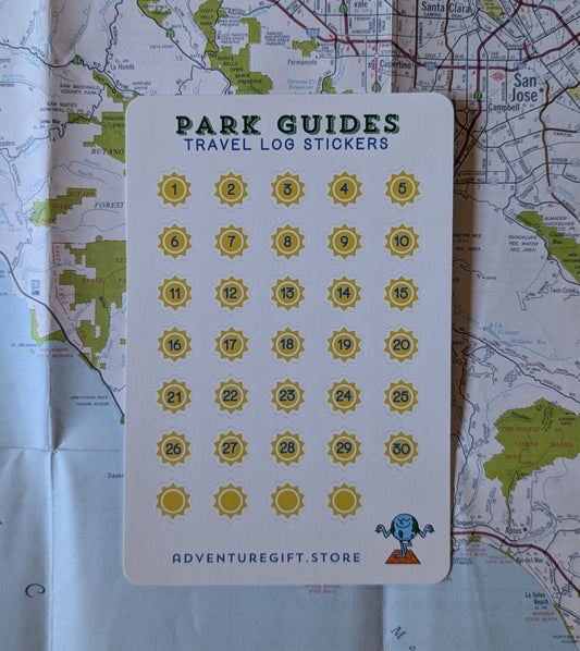 Travel log sticker sheet with map as background