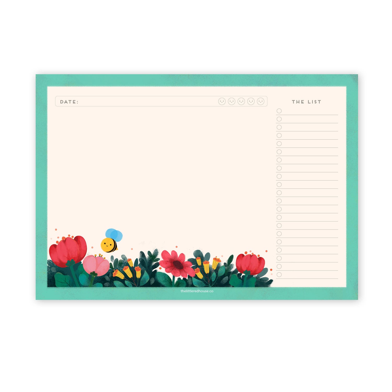 Flower and bee planner notepad, by Little Red House