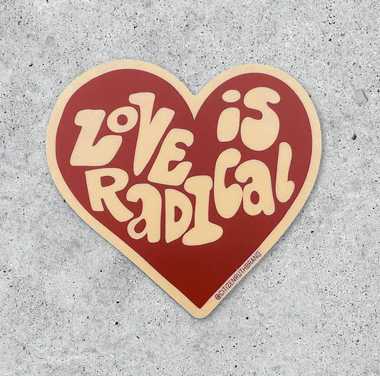 Love is radical red heart sticker by Citizen Ruth