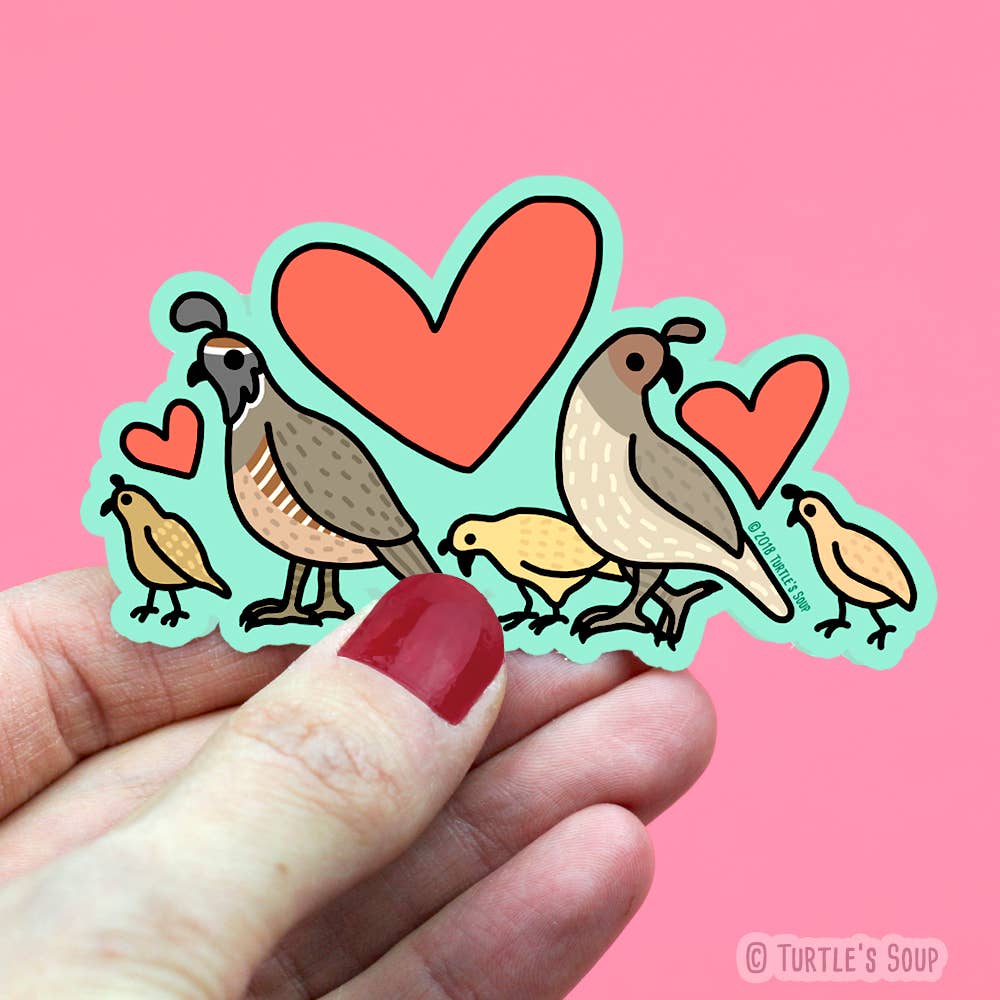 Hearts and quail family sticker by Turtle's Soup