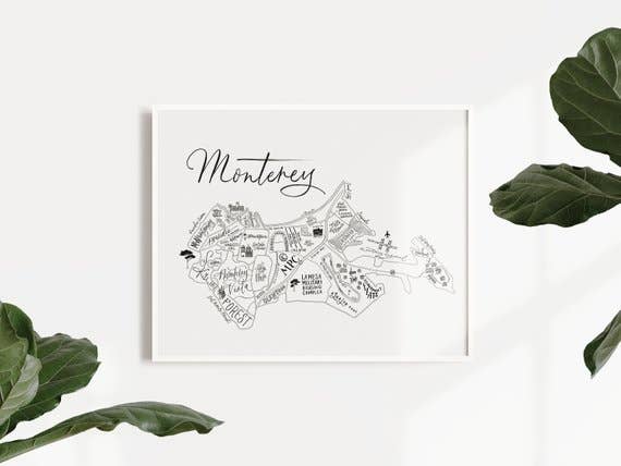 Monterey map print by Traveling Calligrapher