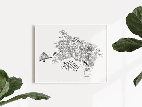 Oakland area map by Traveling Calligrapher