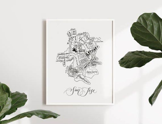 San Jose map print by Traveling Calligrapher