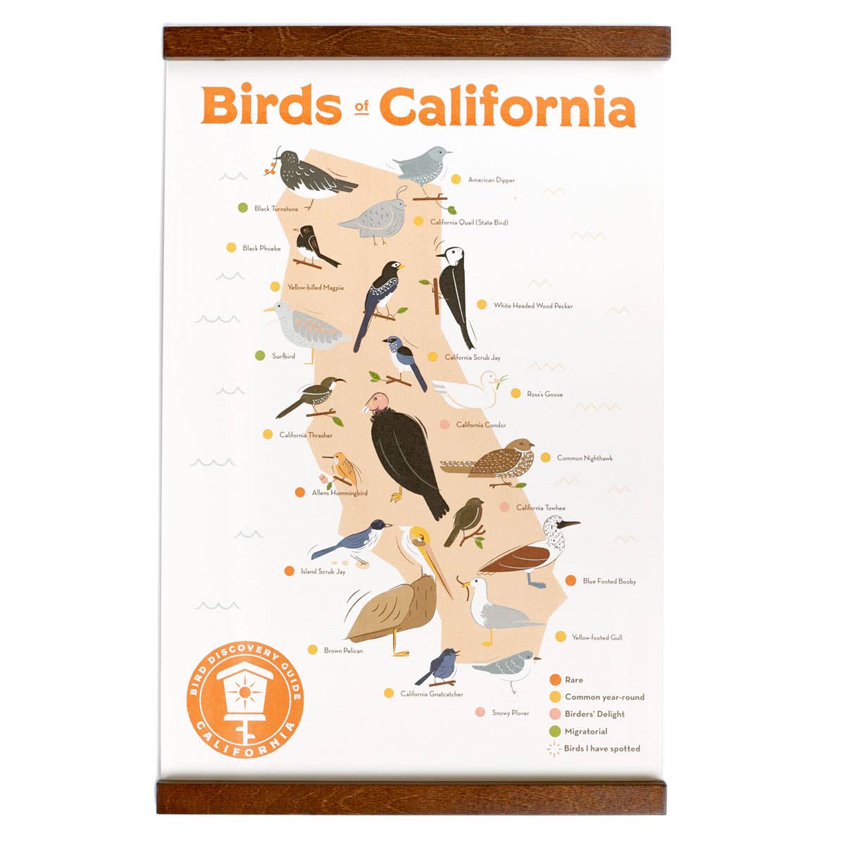Birds of California map print with stickers by Ello There