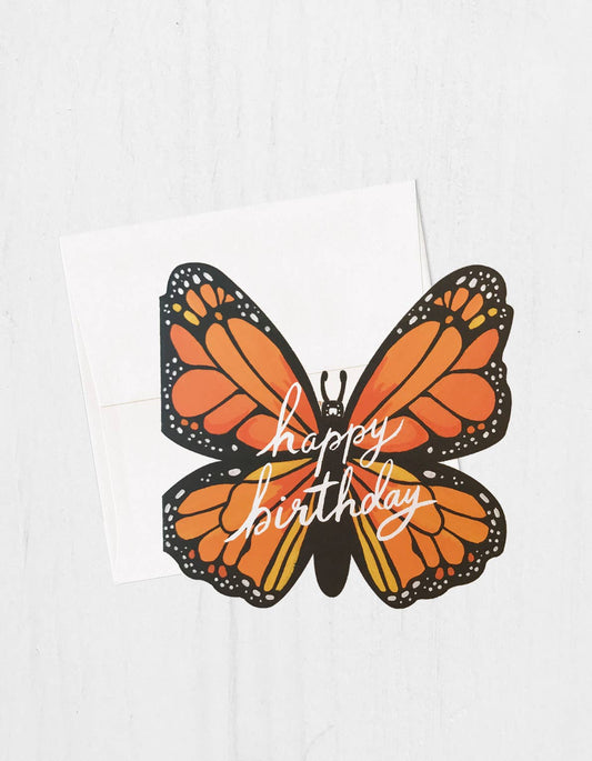 Monarch Happy Birthday greeting card with blank envelope