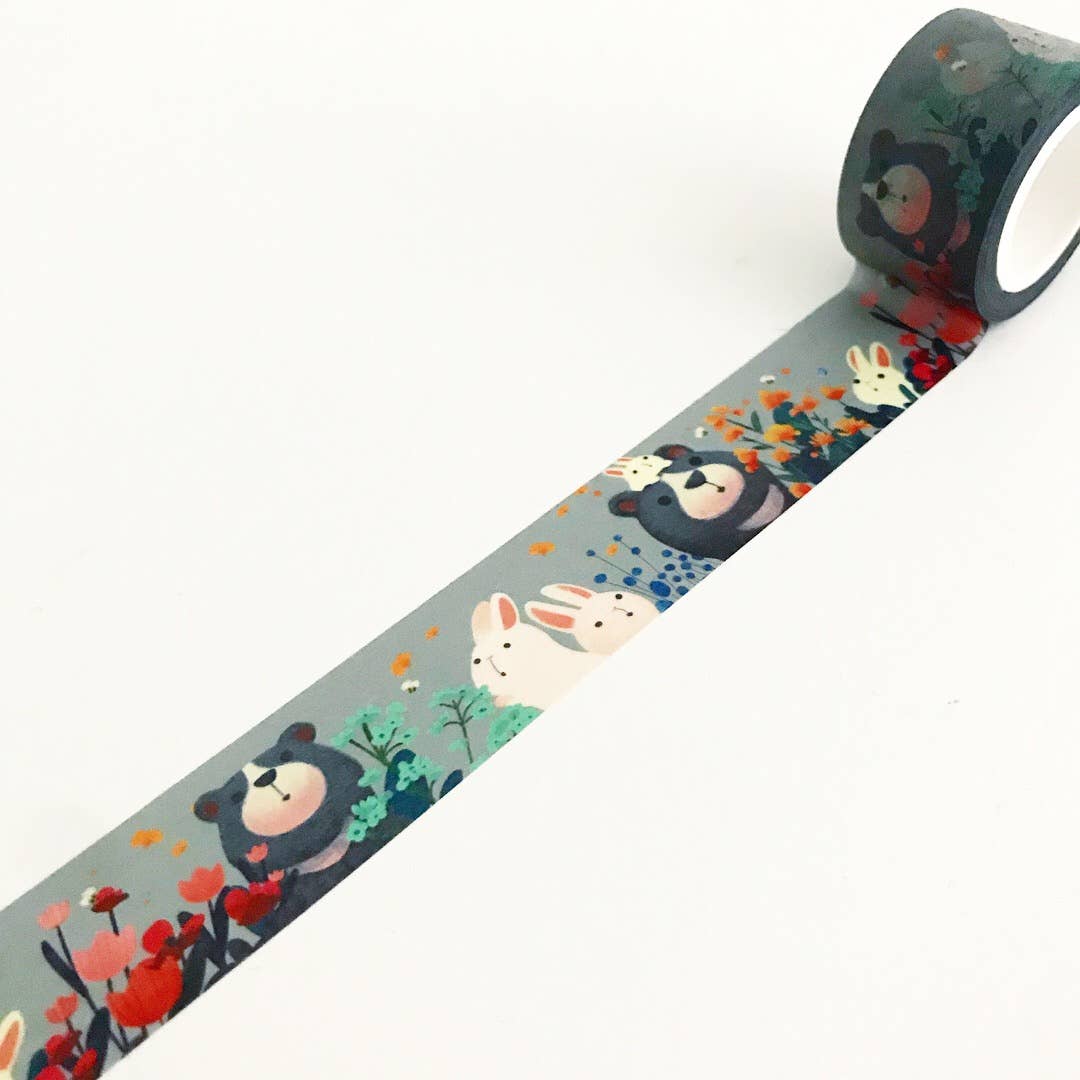 Bears and bunnies wide washi tape by Little Red House