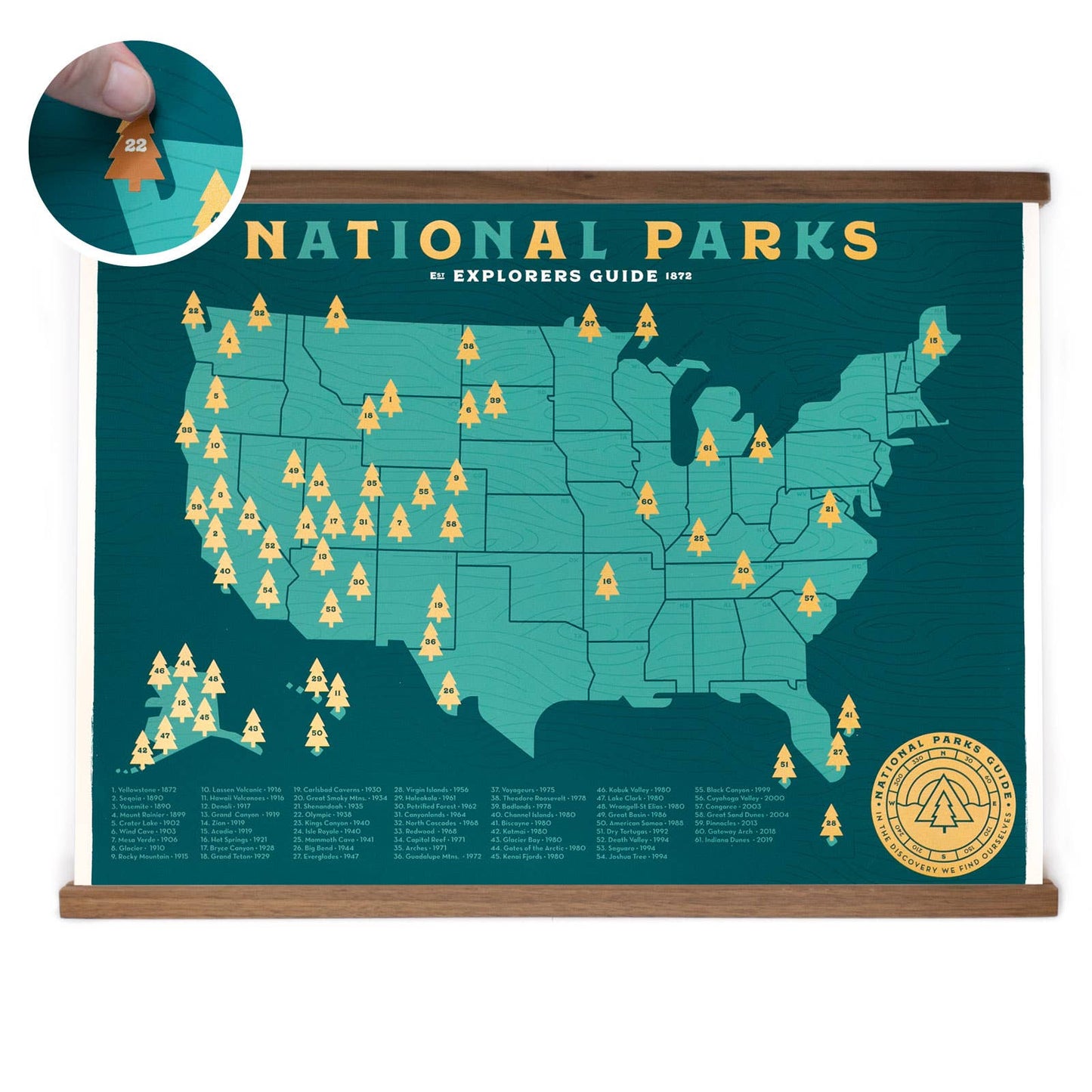 National Parks checklist with stickers from Ello There