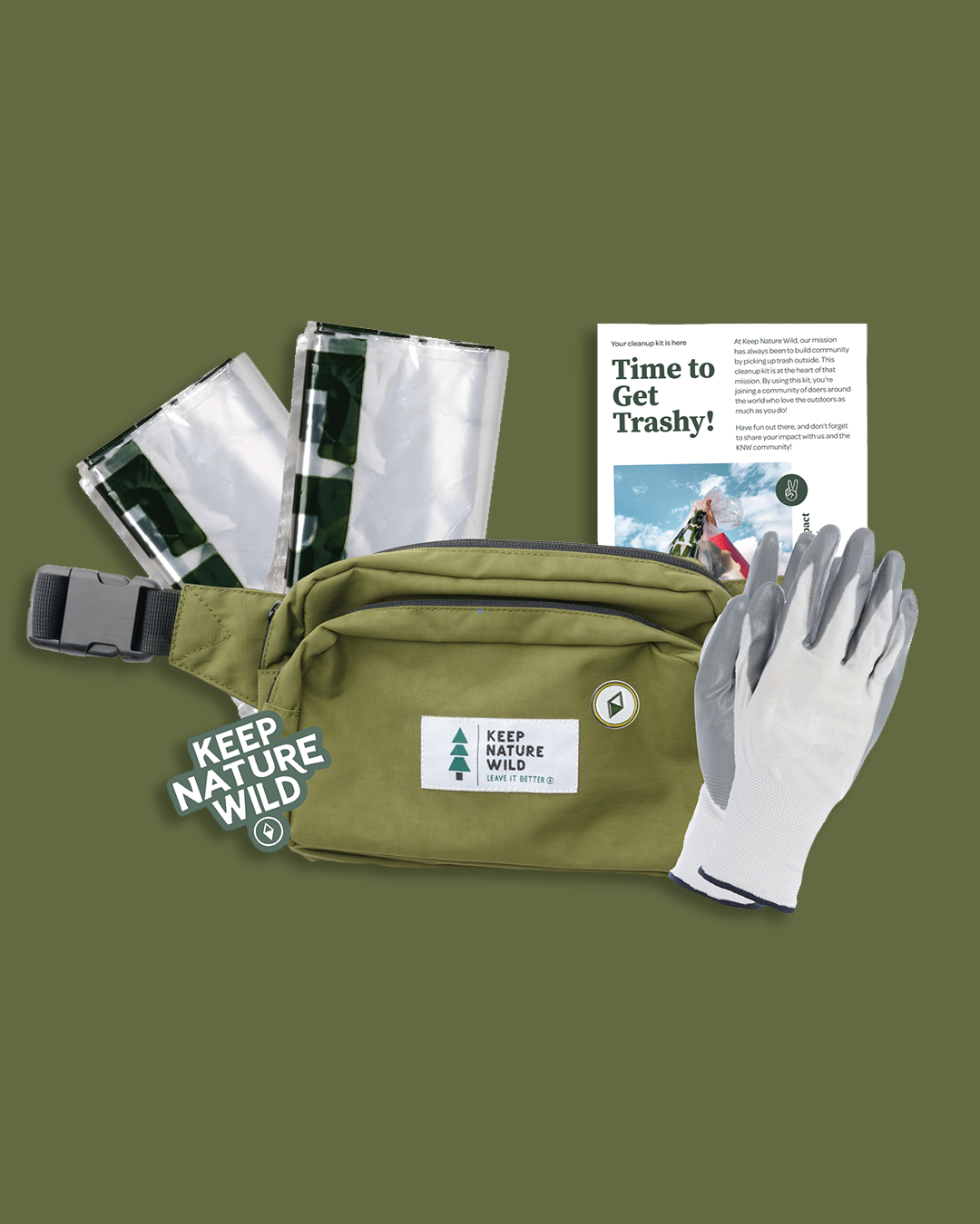 Olive Fanny Pack cleanup kit by Keep Nature Wild