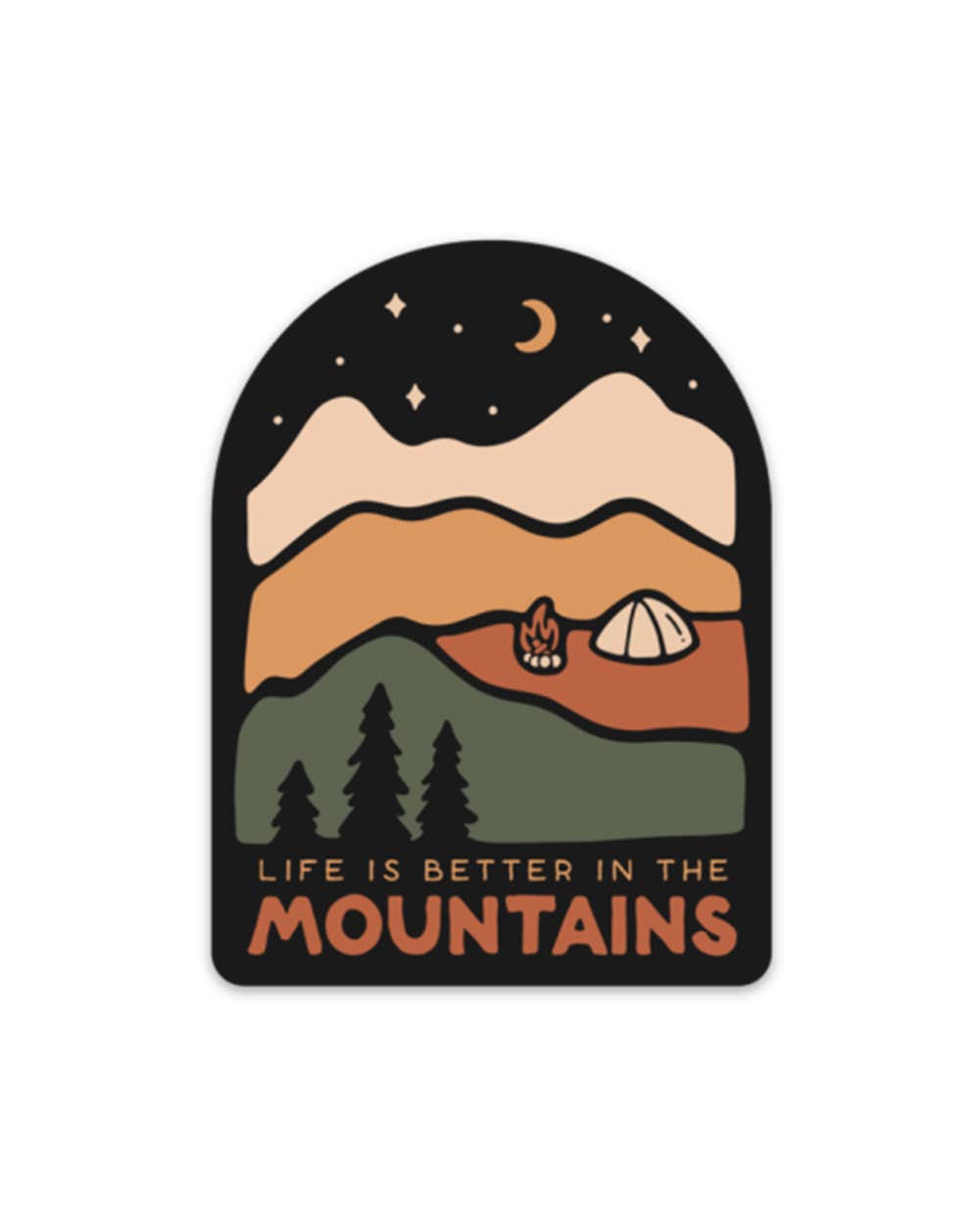 Life is better in the mountains nighttime scene sticker by Keep Nature Wild