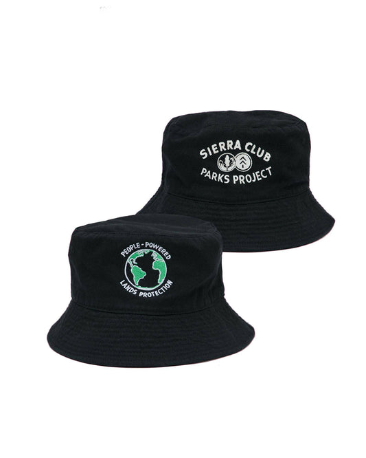 Black Sierra Club Parks Project Bucket Hat with words People-Powered Land Protection