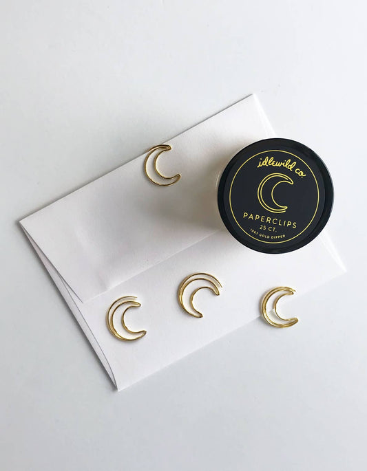 Jar of moon-shaped paper clips by Idlewild