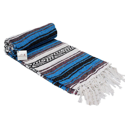 Westpath Mexican Falsa Blanket in bright blue and black