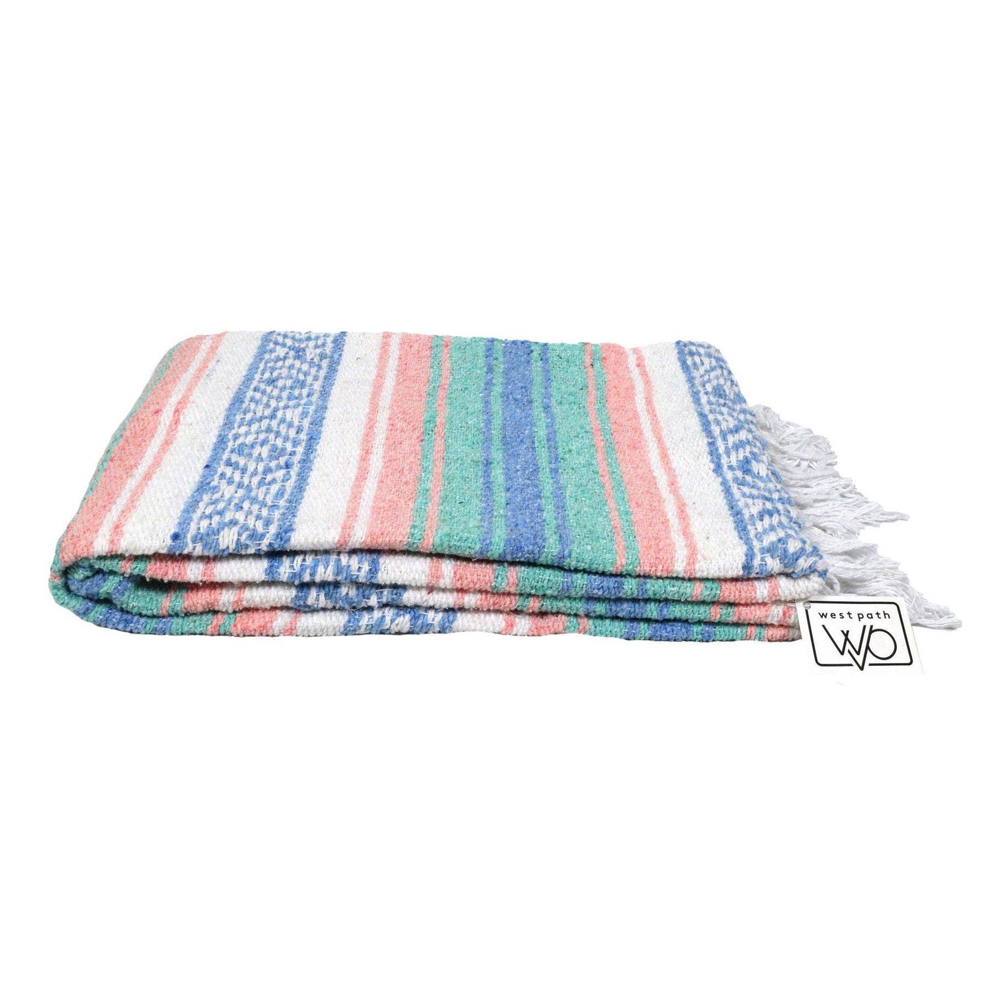 Westpath Mexican Falsa Blanket in mint, blue and peach
