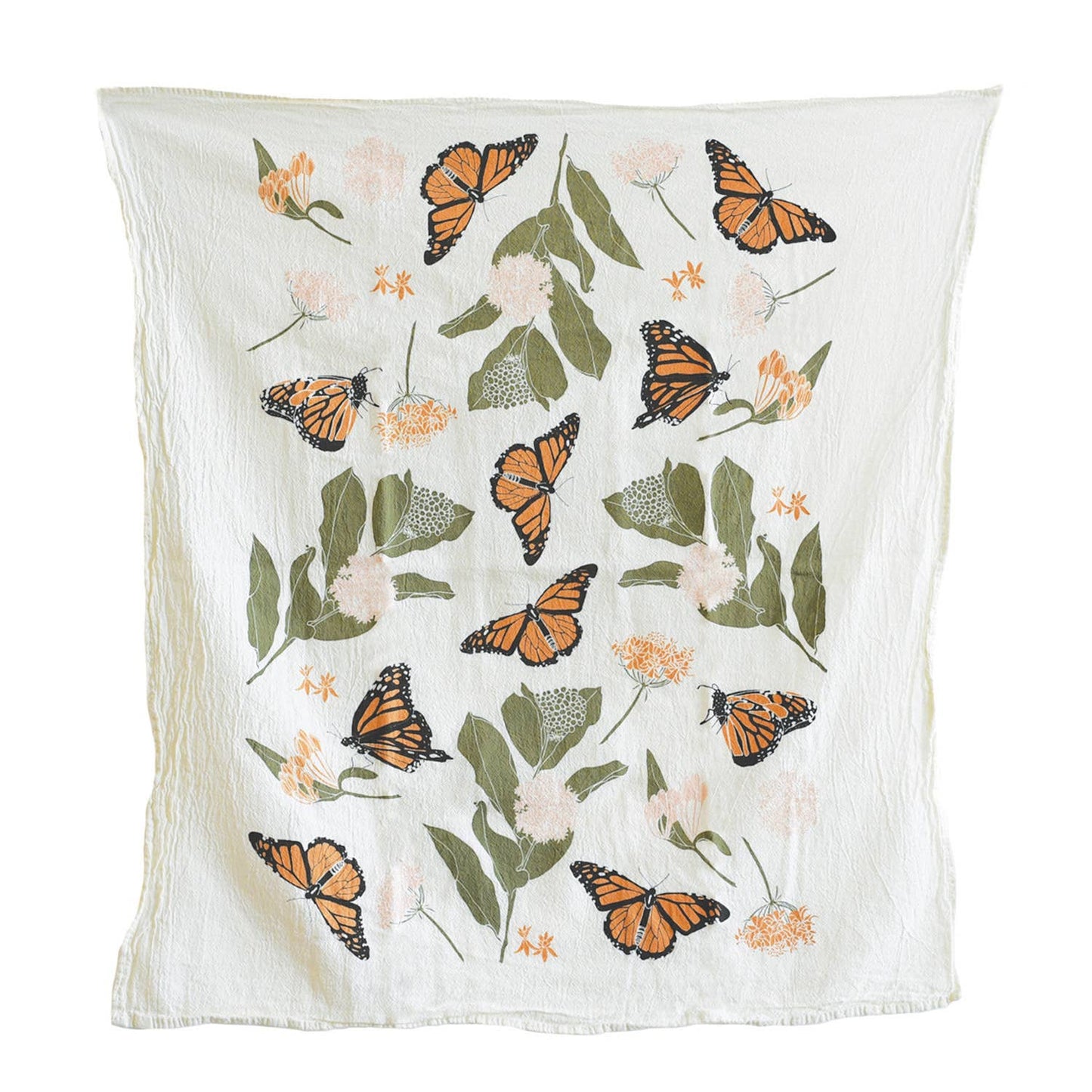 Monarchs and milkweed towel by June & December