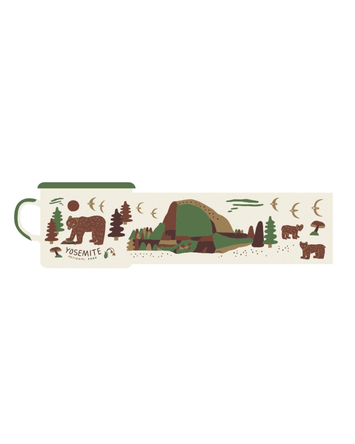 White and green Yosemite bears enamel mug by Parks Project