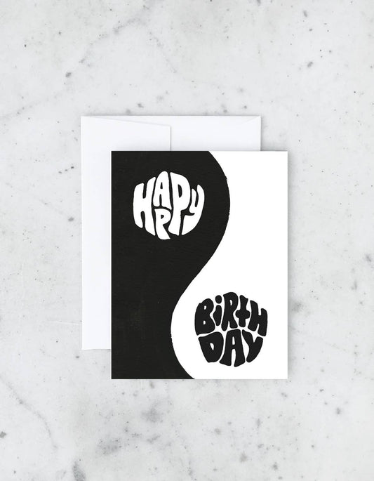 Happy Birthday greeting card designed like a yin yang by Idlewild