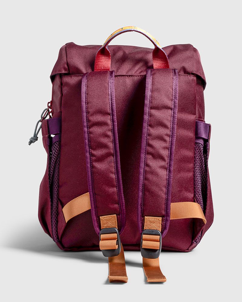 Back of United by Blue maroon backpack