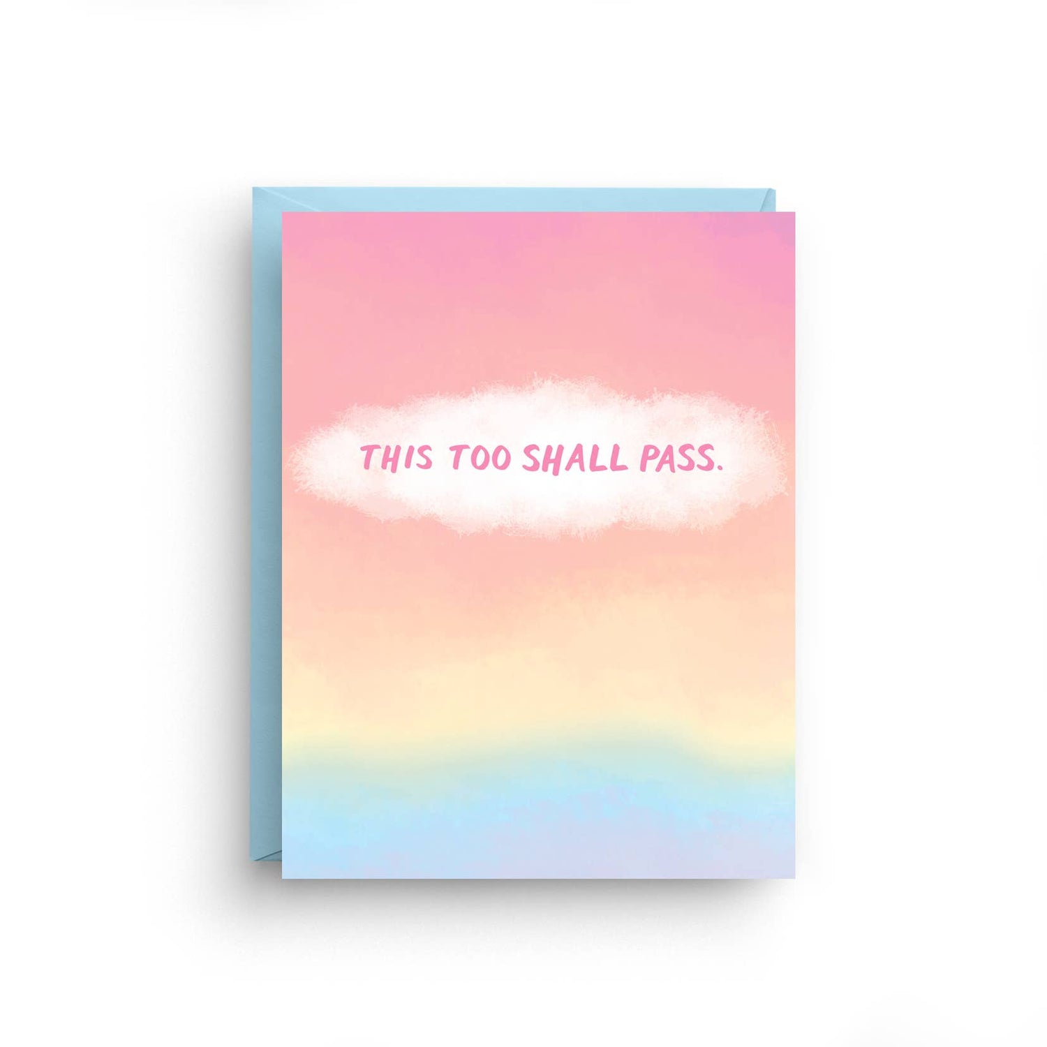 This Too Shall Pass watercolor stationery with blue envelope by Nicole Marie Paperie