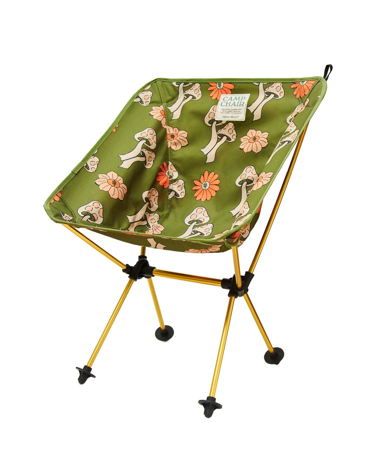 Green mushroom packable camp chair by Parks Project