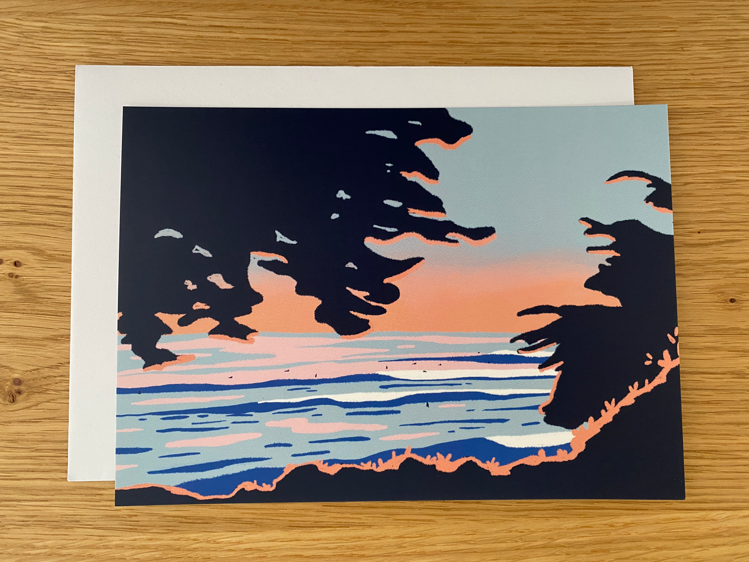 Ocean Bluff Postcard scene by Annika Layne - Part of Alpine Glow postcard set