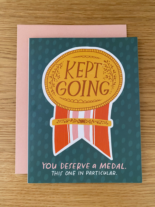 Keep Going Sticker Card badge by Emily McDowell