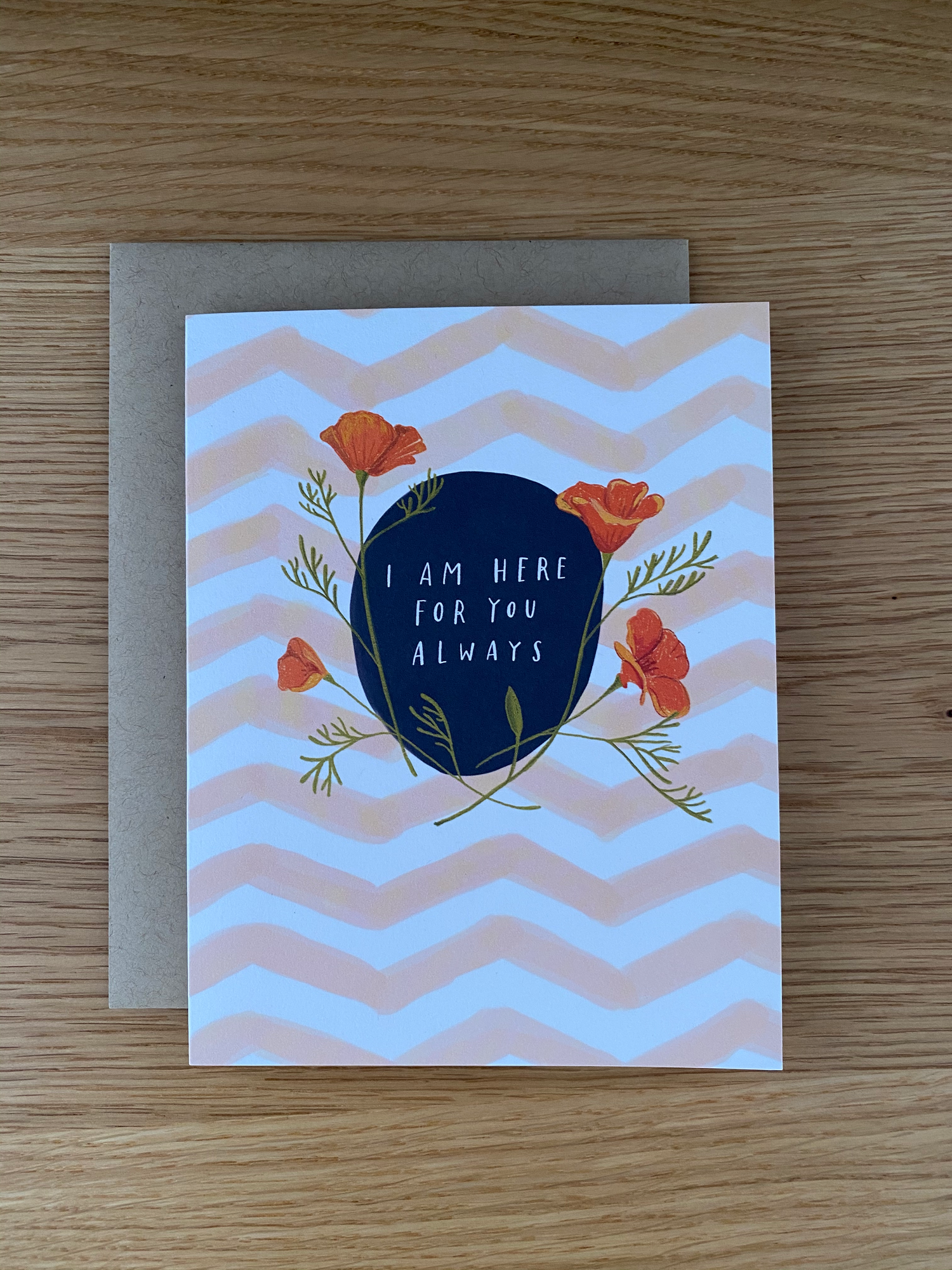 I'm Here for you always white and orange poppy card by Emily McDowell