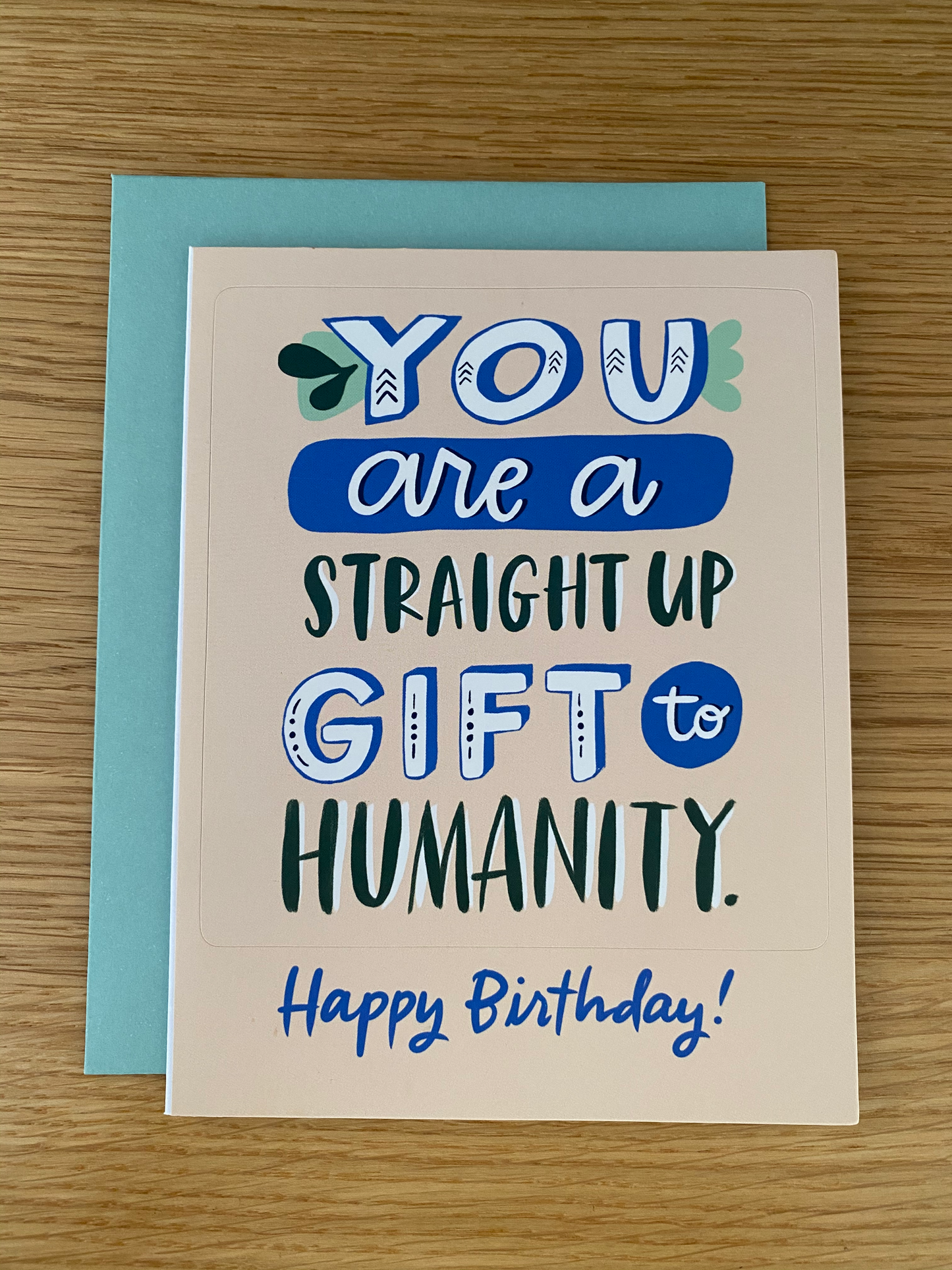 Light pink you're a straight up gift to humanity Birthday Sticker Card by Emily McDowell