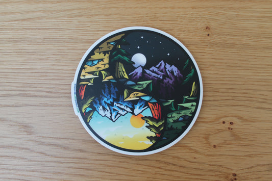 Nature's balance yin yang nature scene sticker by Nowhereland