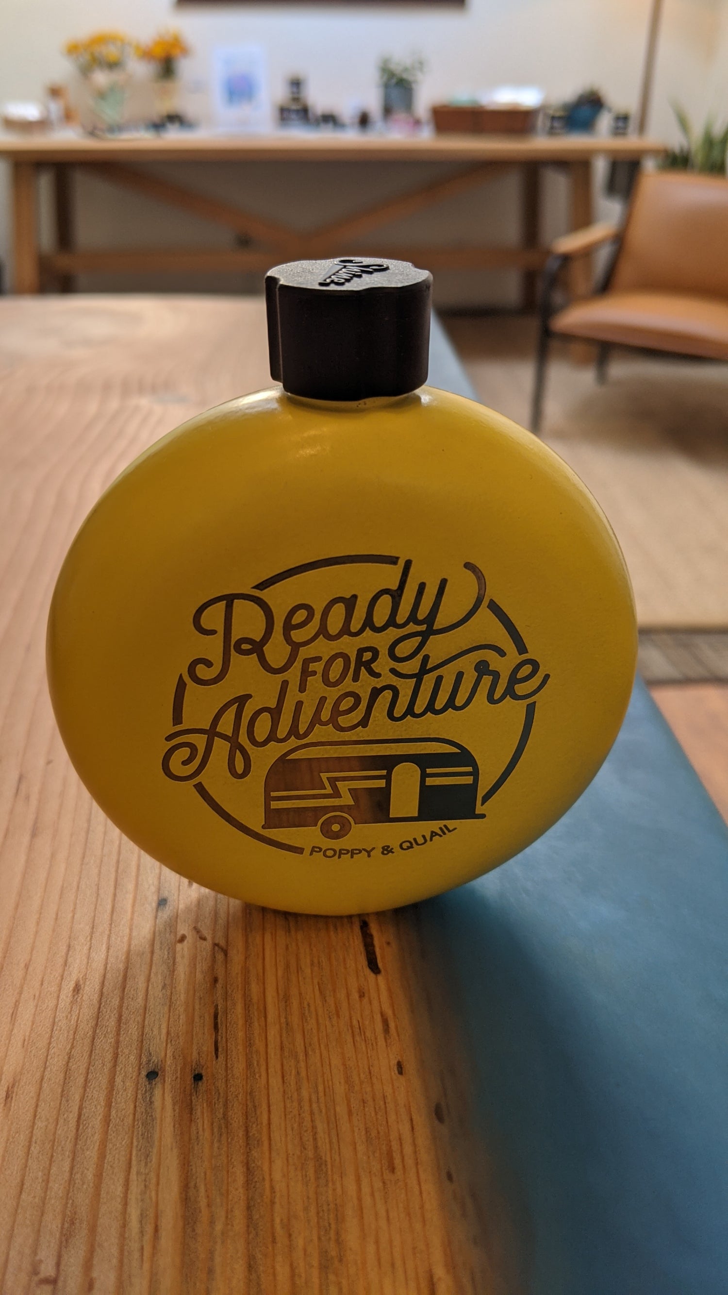 Ready for adventure yellow travel flask