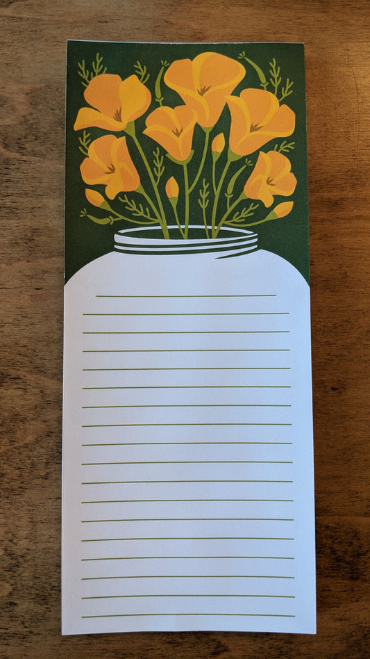 Poppy notepad with green background by Poppy & Quail