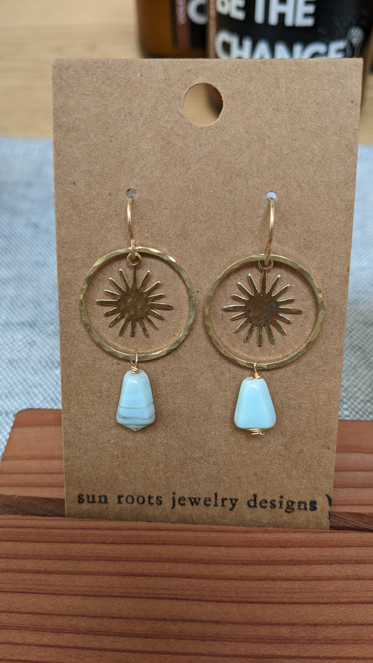 Sunburst brass earrings by Sunroots Jewlery