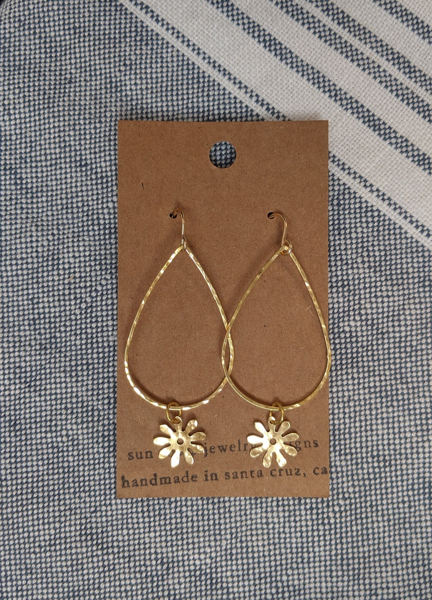 Flower Drop brass earrings by Sunroots Jewlery