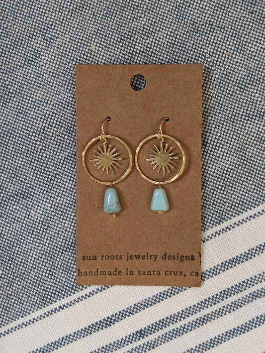 Sunburst brass earrings by Sunroots Jewlery