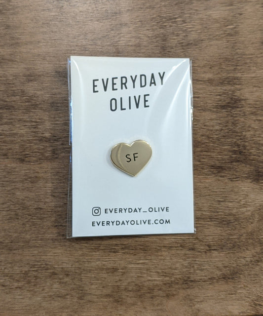 Heart SF gold pin from Everyday Olive