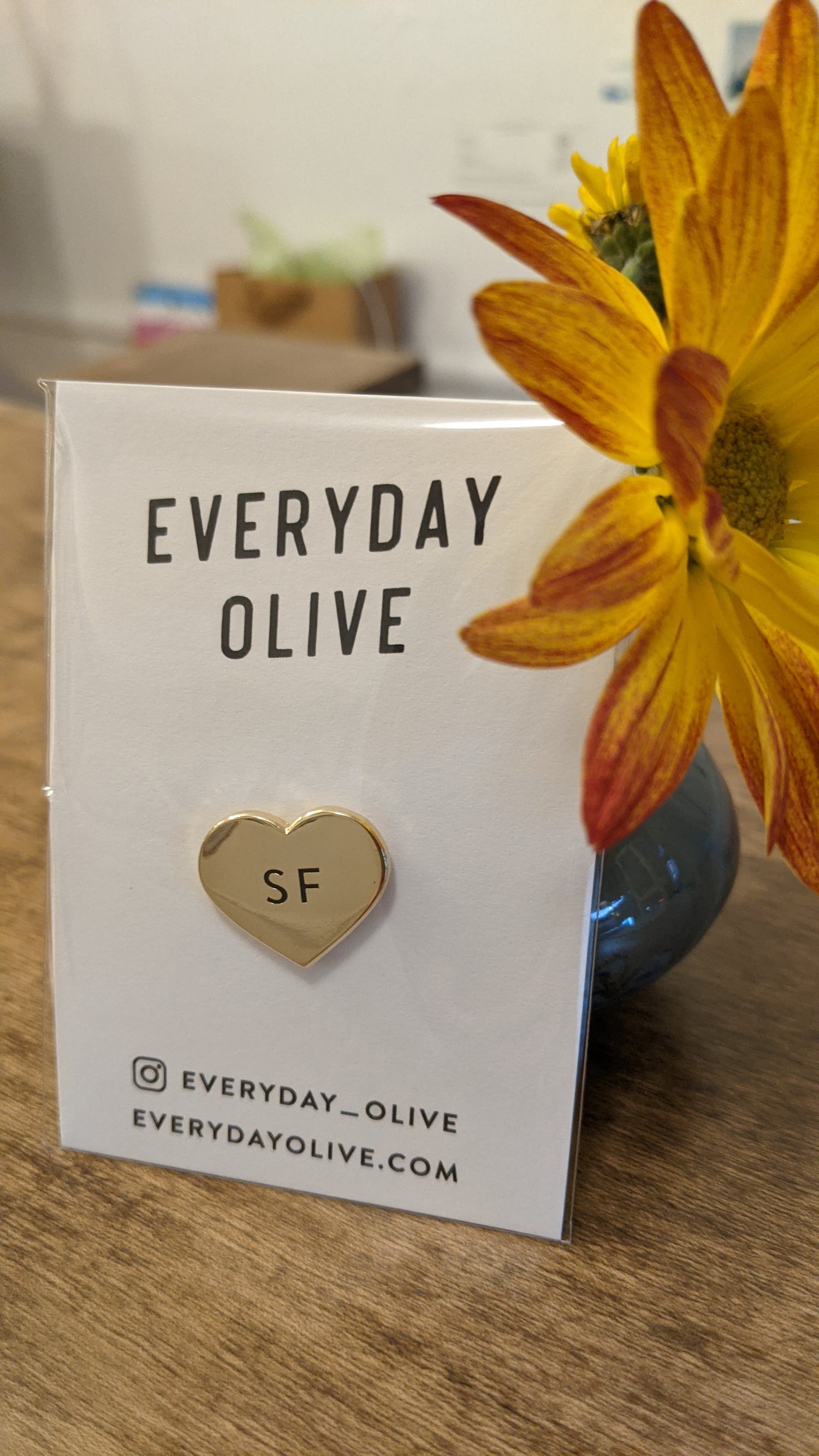 SF heart gold enamel pin by Everyday Olive