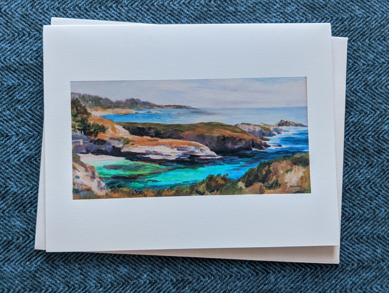 Big Sure cliffs painting stationery with blank inside by Bill Keenan