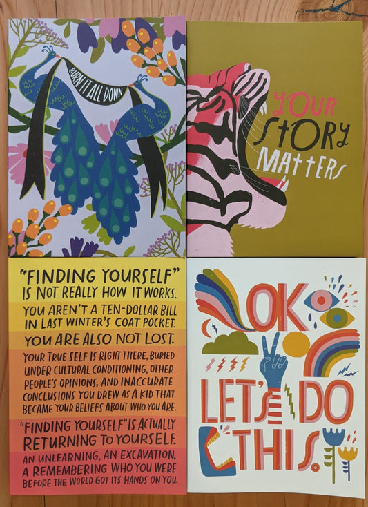 Collection of Emily McDowell journals with four different designs