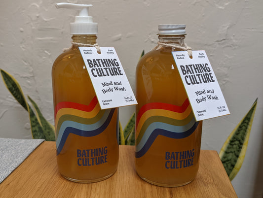 Bathing Culture Mind and Body Wash 16 oz glass rainbow bottle