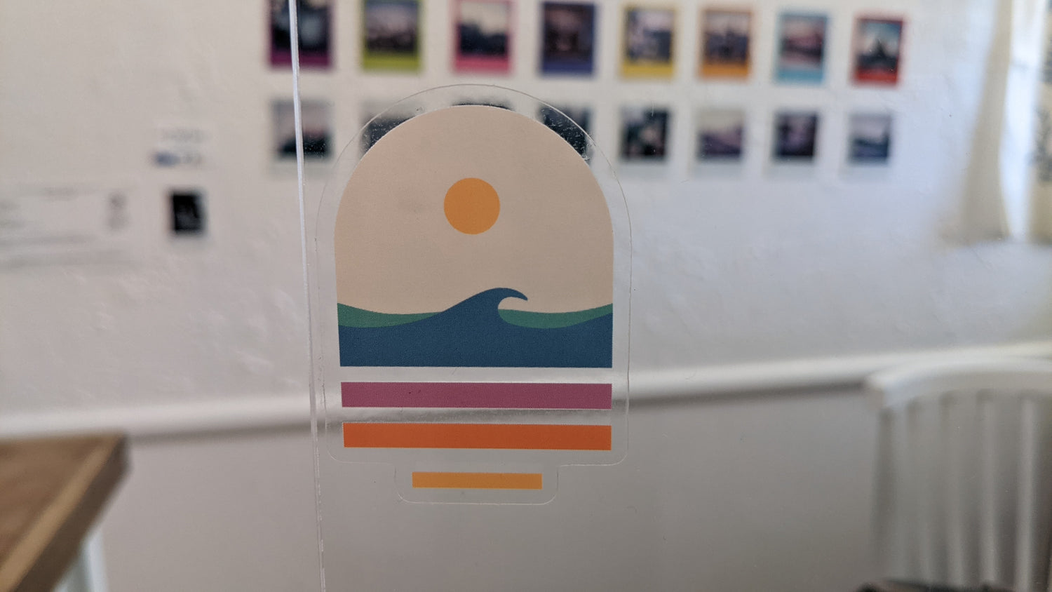 Retro ocean and sun clear sticker by Annika Layne
