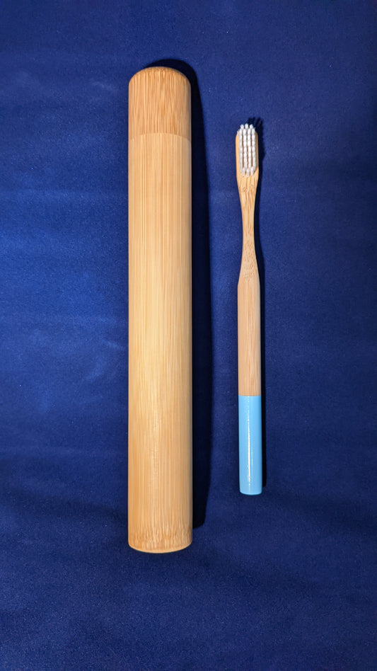 Bamboo Tooth Brush with bamboo travel case by Happy Earth