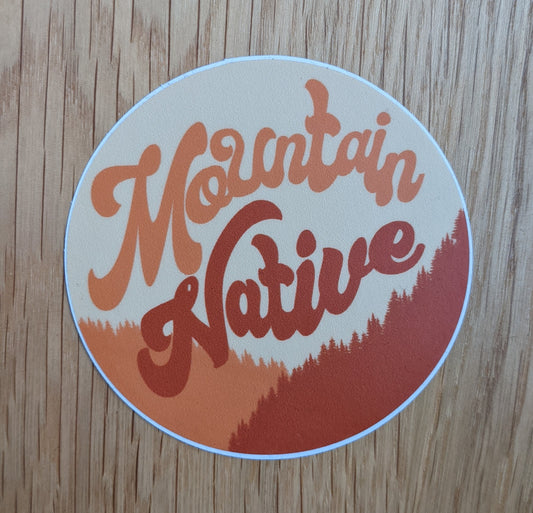 Round red and orange Mountain Native sticker by Pau Hana Designs