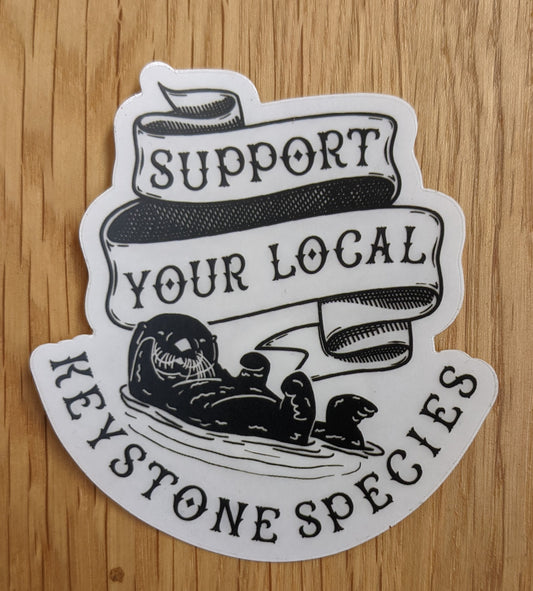 Black and white Support Your Local keystone species Sea otter sticker by Pau Hana Designs