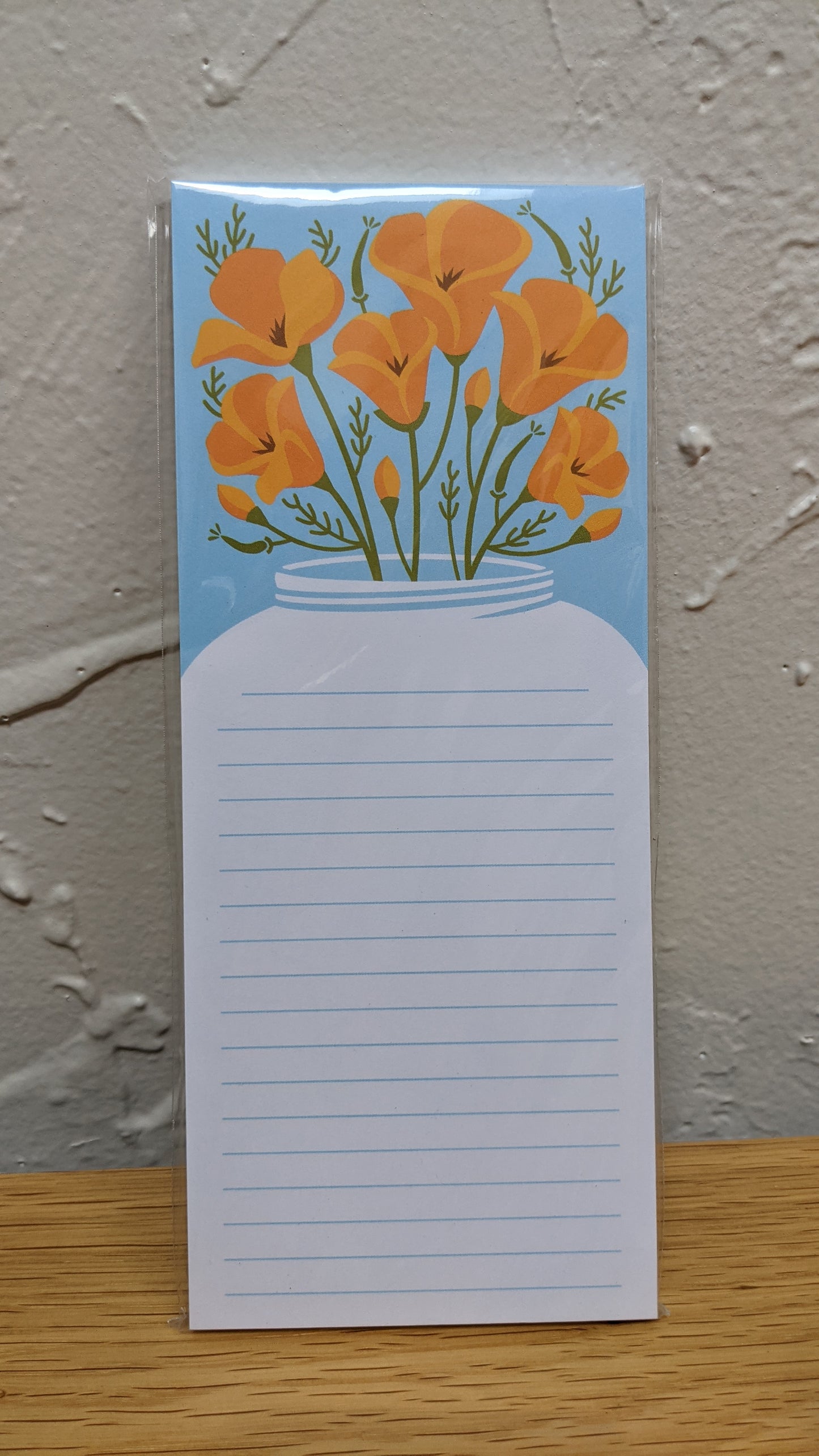 Poppy notepad with blue background by Poppy & Quail