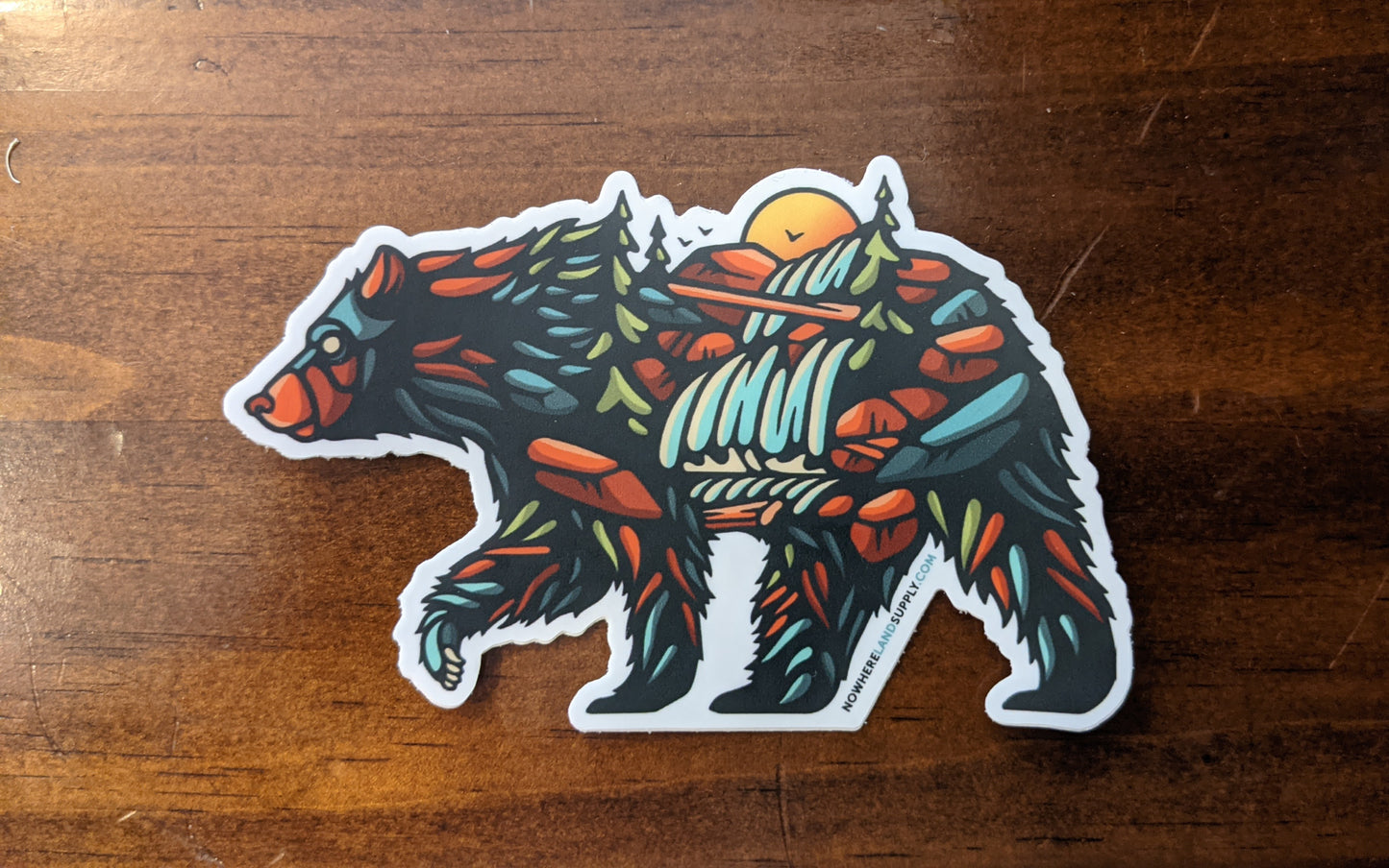 Bear shaped nature scene sticker by Nowhereland