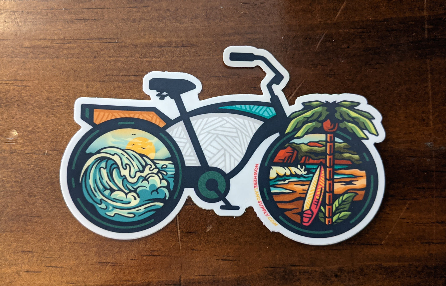 Beach cruiser bike nature scene sticker by Nowhereland
